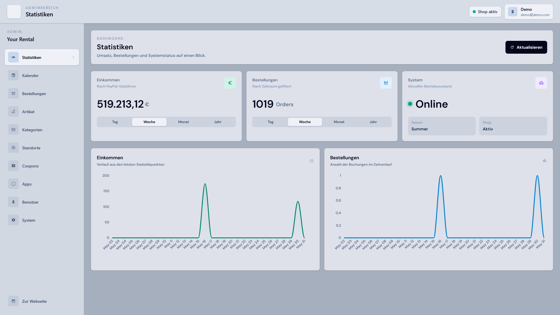 Apliway Rental system preview